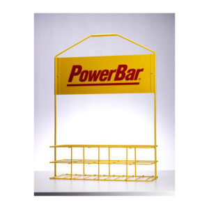 Flaskeholder PowerBar gul metal med plads til 10 x 1000ml flasker